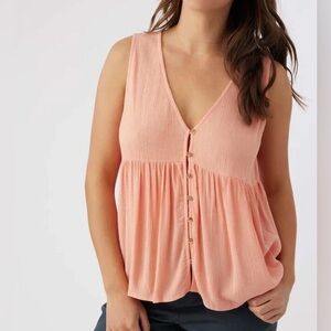 O'Neill Peach Button-Down Tank Top